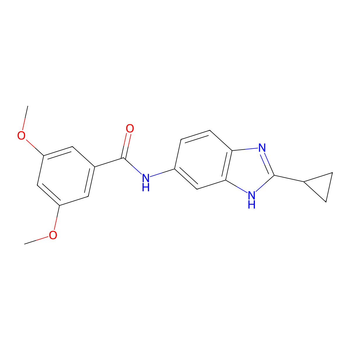 N-(2-cyclopropyl-1H-benzimidazol-5-yl)-3,5-dimethoxybenzamide molecular structure, CAS 1380576-06-6