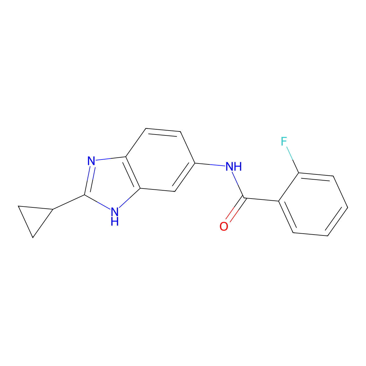 N-(2-cyclopropyl-1H-benzimidazol-5-yl)-2-fluorobenzamide molecular structure, CAS 1380576-09-9