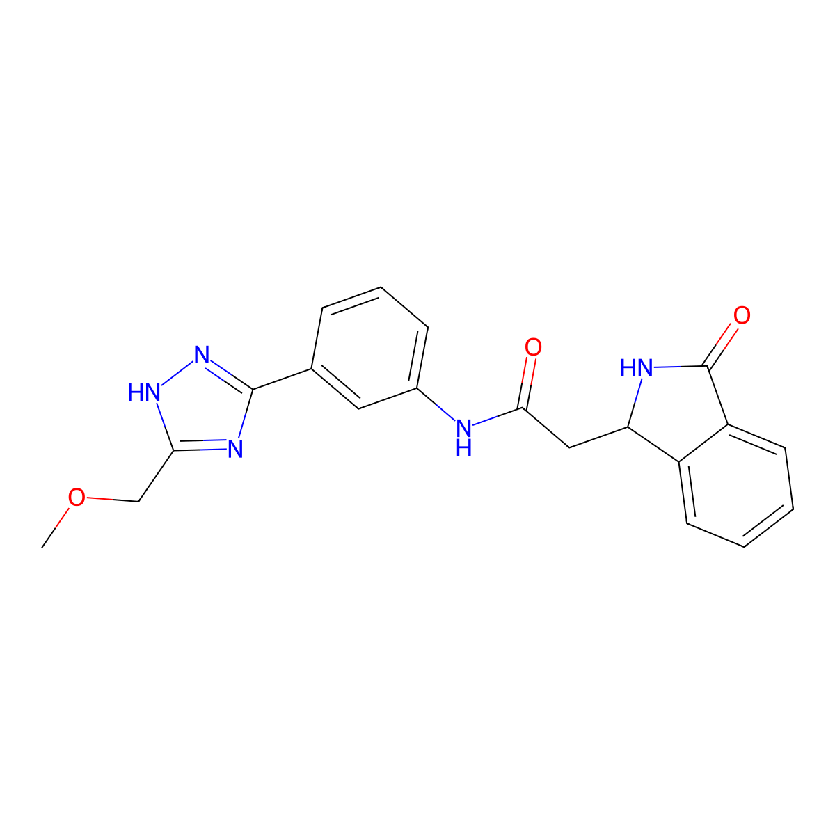 N-{3-[3-(methoxymethyl)-1H-1,2,4-triazol-5-yl]phenyl}-2-(3-oxo-2,3-dihydro-1H-isoindol-1-yl)acetamide molecular structure, CAS 1380576-13-5