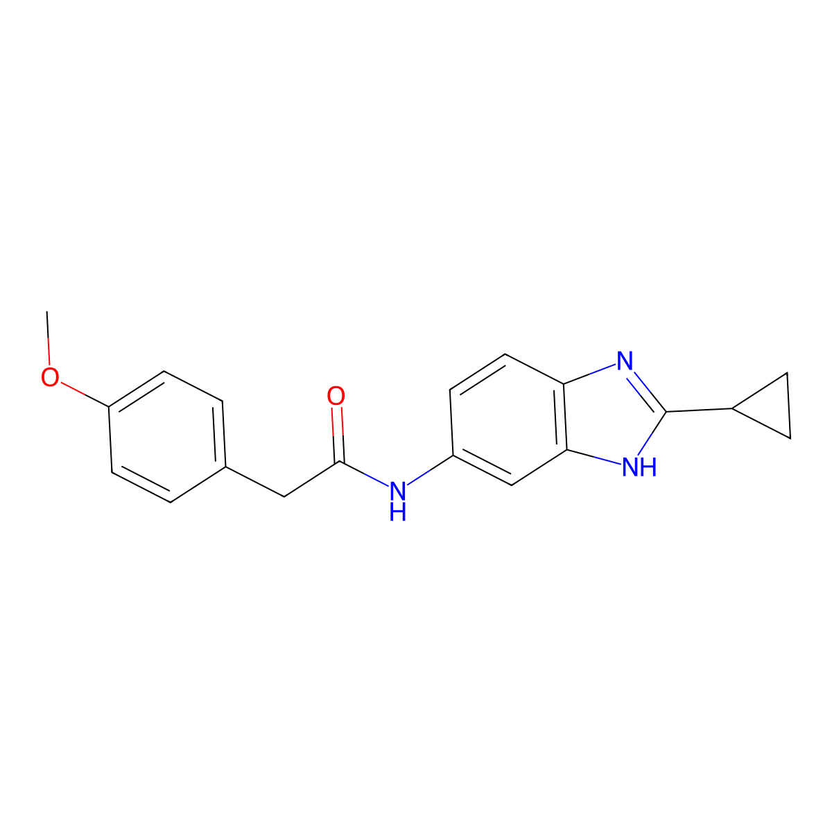 N-(2-cyclopropyl-1H-benzimidazol-5-yl)-2-(4-methoxyphenyl)acetamide molecular structure, CAS 1380576-42-0