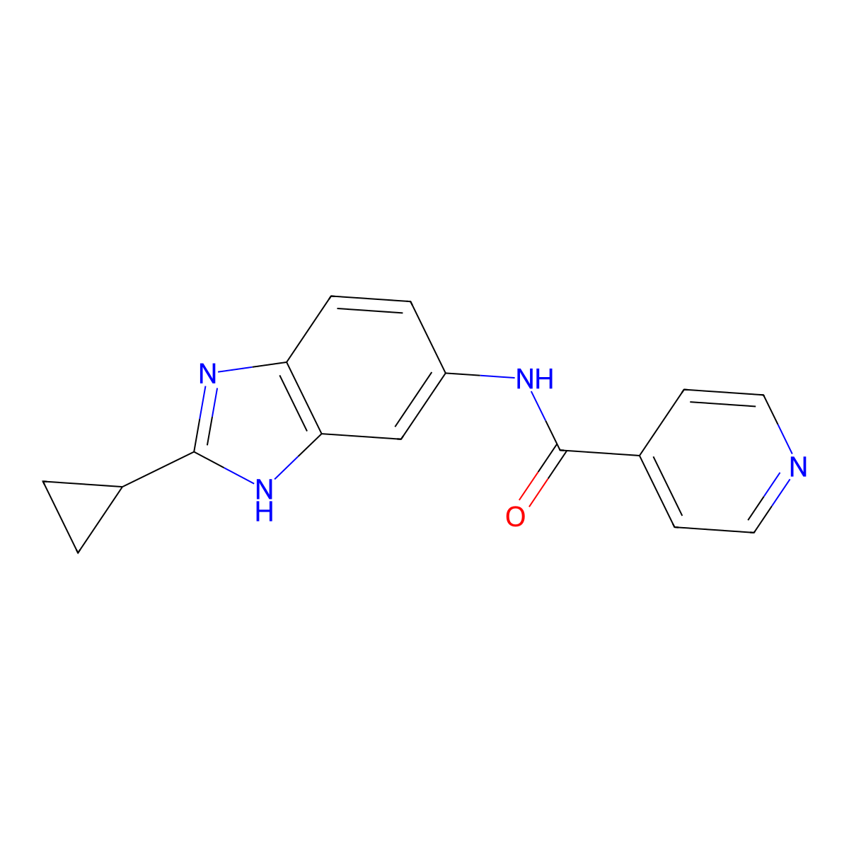 N-(2-cyclopropyl-1H-benzimidazol-5-yl)pyridine-4-carboxamide molecular structure, CAS 1380576-51-1