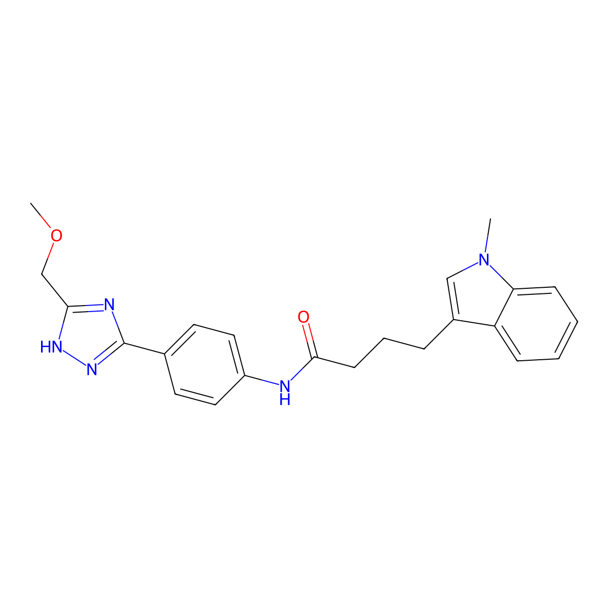 N-{4-[5-(methoxymethyl)-1H-1,2,4-triazol-3-yl]phenyl}-4-(1-methyl-1H-indol-3-yl)butanamide molecular structure, CAS 1380576-59-9