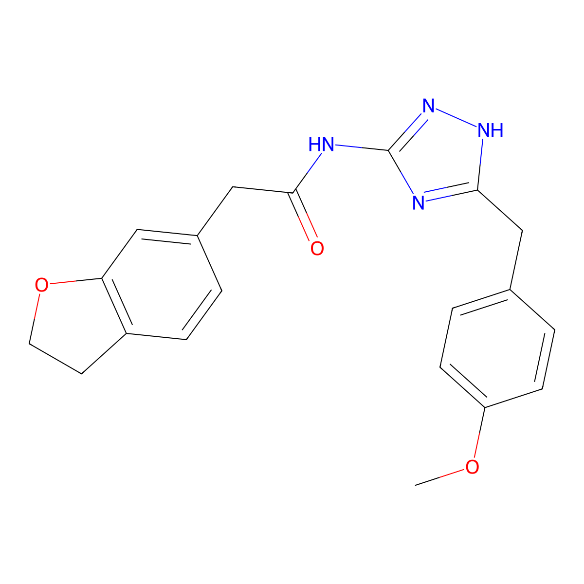 2-(2,3-dihydro-1-benzofuran-6-yl)-N-[3-(4-methoxybenzyl)-1H-1,2,4-triazol-5-yl]acetamide molecular structure, CAS 1380576-63-5