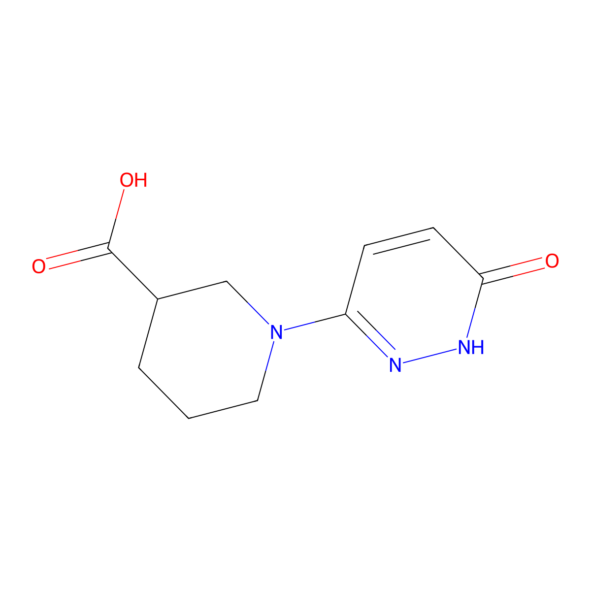 1-(6-Oxo-1,6-dihydropyridazin-3-yl)piperidine-3-carboxylic acid molecular structure, CAS 1380576-80-6