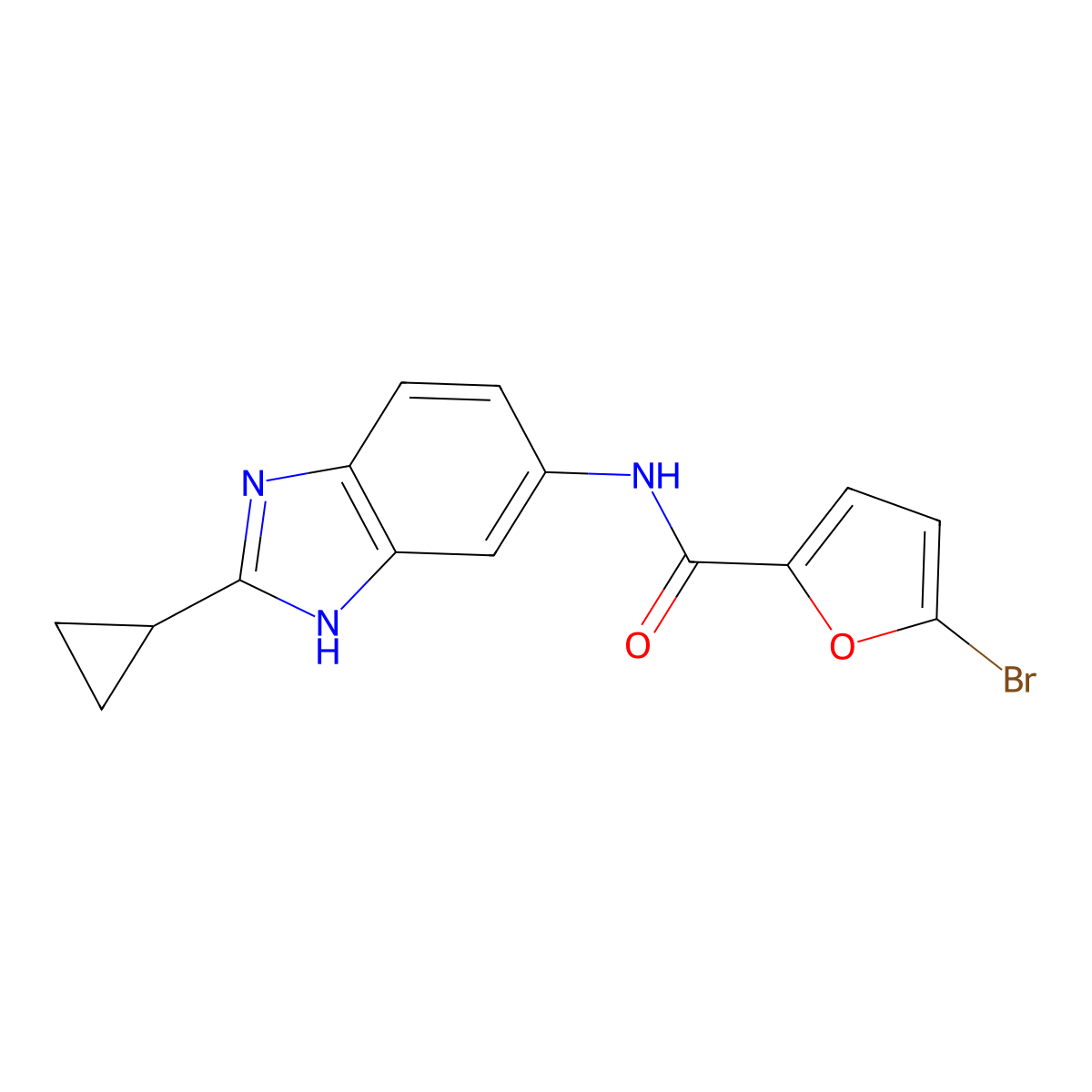 5-bromo-N-(2-cyclopropyl-1H-benzimidazol-5-yl)furan-2-carboxamide molecular structure, CAS 1380576-90-8