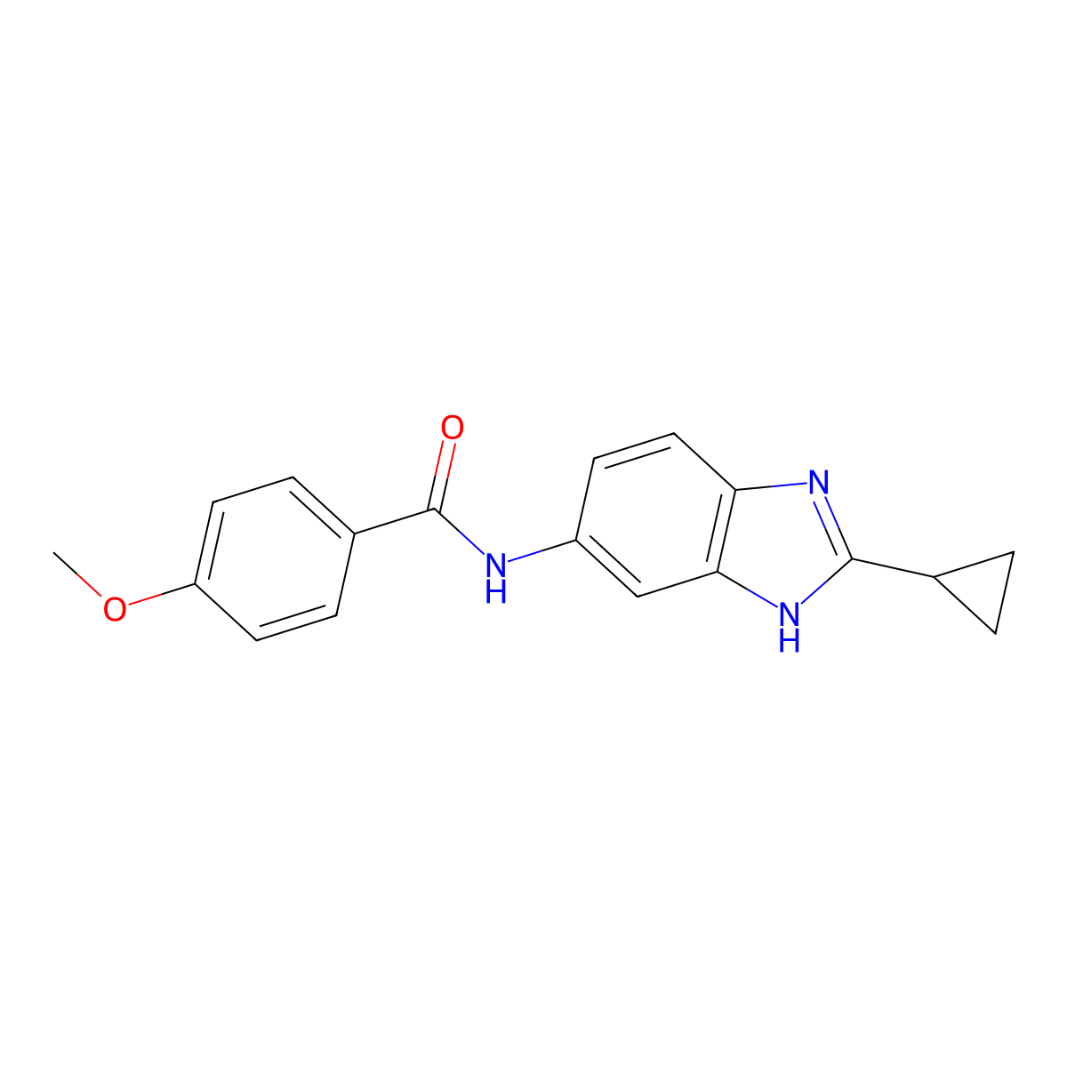 N-(2-cyclopropyl-1H-benzimidazol-5-yl)-4-methoxybenzamide molecular structure, CAS 1380576-99-7