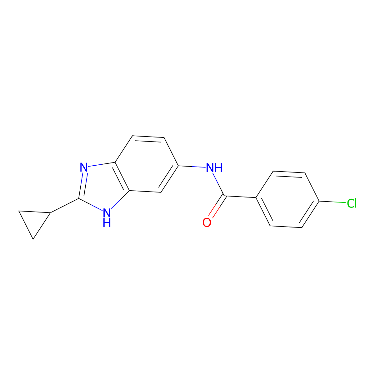4-chloro-N-(2-cyclopropyl-1H-benzimidazol-5-yl)benzamide molecular structure, CAS 1380577-04-7