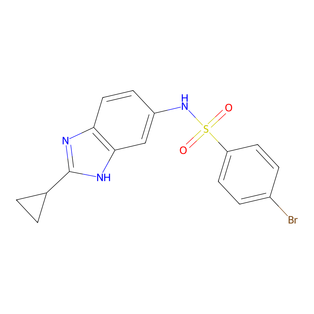 4-bromo-N-(2-cyclopropyl-1H-benzimidazol-5-yl)benzenesulfonamide molecular structure, CAS 1380577-06-9