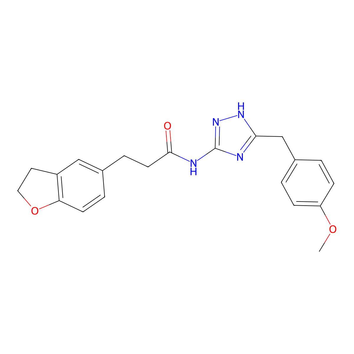 3-(2,3-dihydro-1-benzofuran-5-yl)-N-[3-(4-methoxybenzyl)-1H-1,2,4-triazol-5-yl]propanamide molecular structure, CAS 1380577-14-9