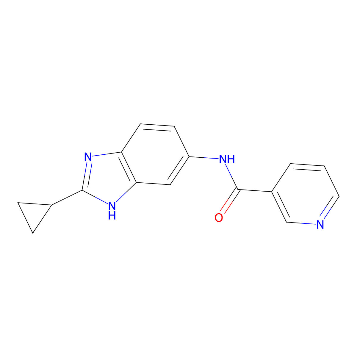 N-(2-cyclopropyl-1H-benzimidazol-5-yl)pyridine-3-carboxamide molecular structure, CAS 1380577-17-2