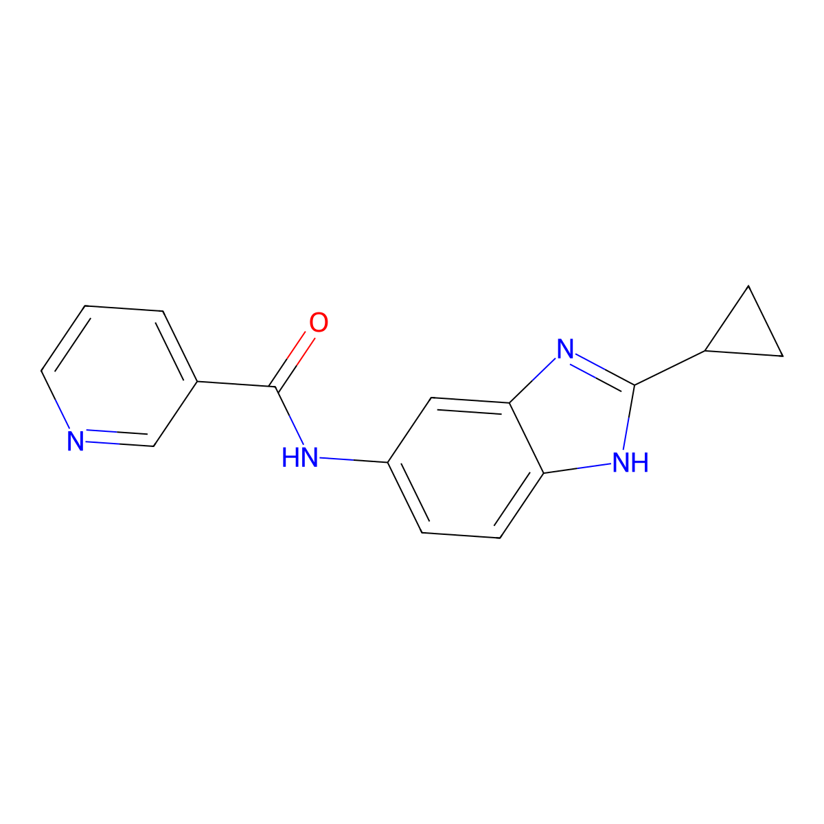N-(2-cyclopropyl-1H-benzimidazol-5-yl)pyridine-3-carboxamide molecular structure, CAS 1380577-17-2