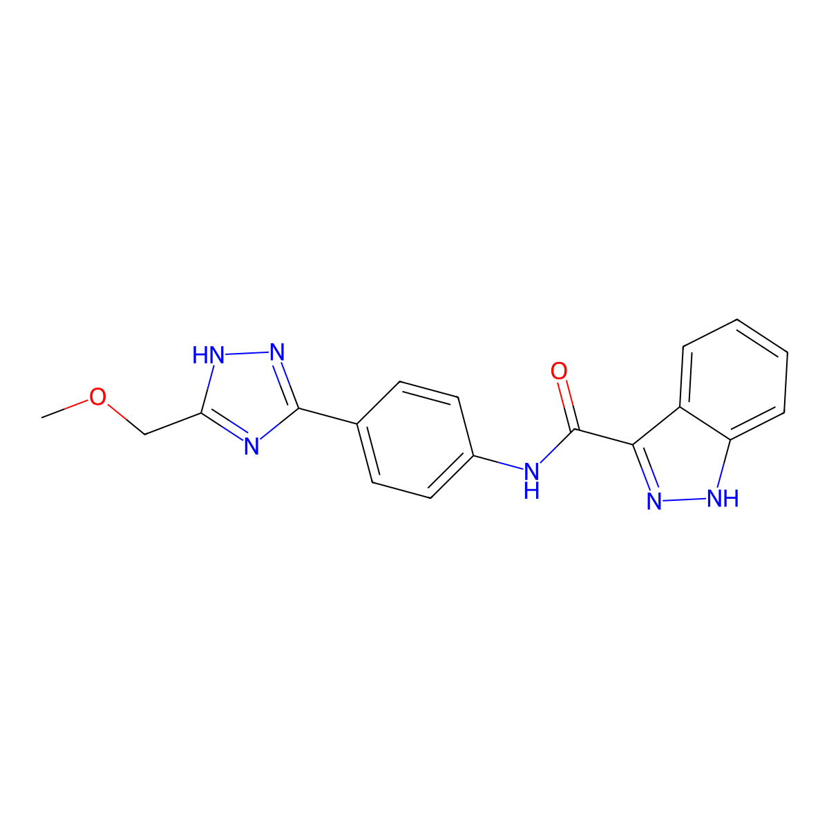N-{4-[5-(methoxymethyl)-1H-1,2,4-triazol-3-yl]phenyl}-1H-indazole-3-carboxamide molecular structure, CAS 1380577-32-1