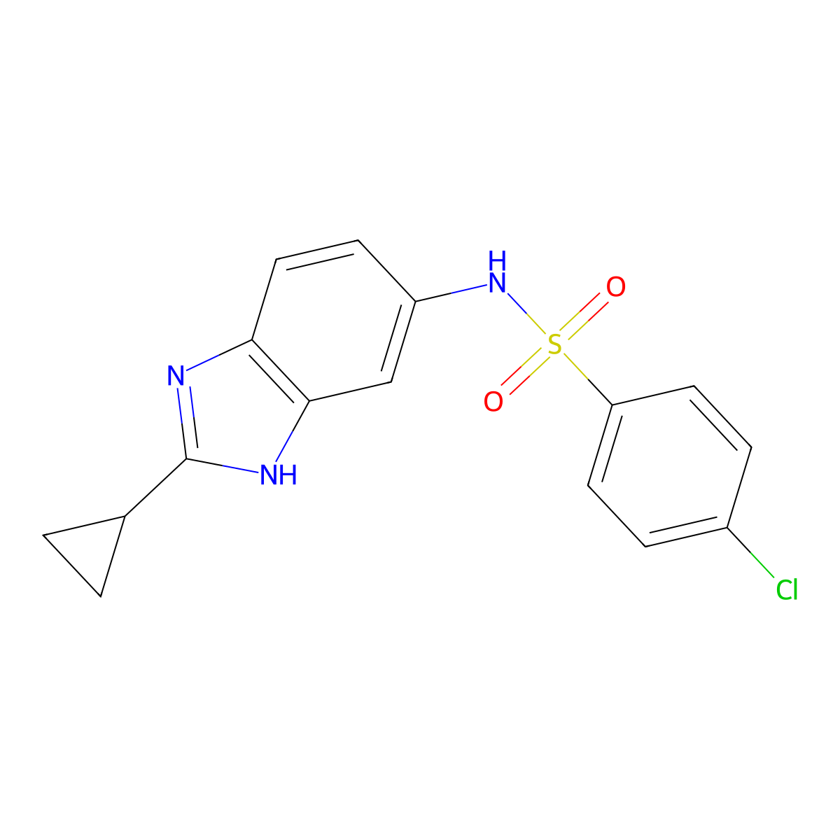 4-chloro-N-(2-cyclopropyl-1H-benzimidazol-5-yl)benzenesulfonamide molecular structure, CAS 1380577-44-5
