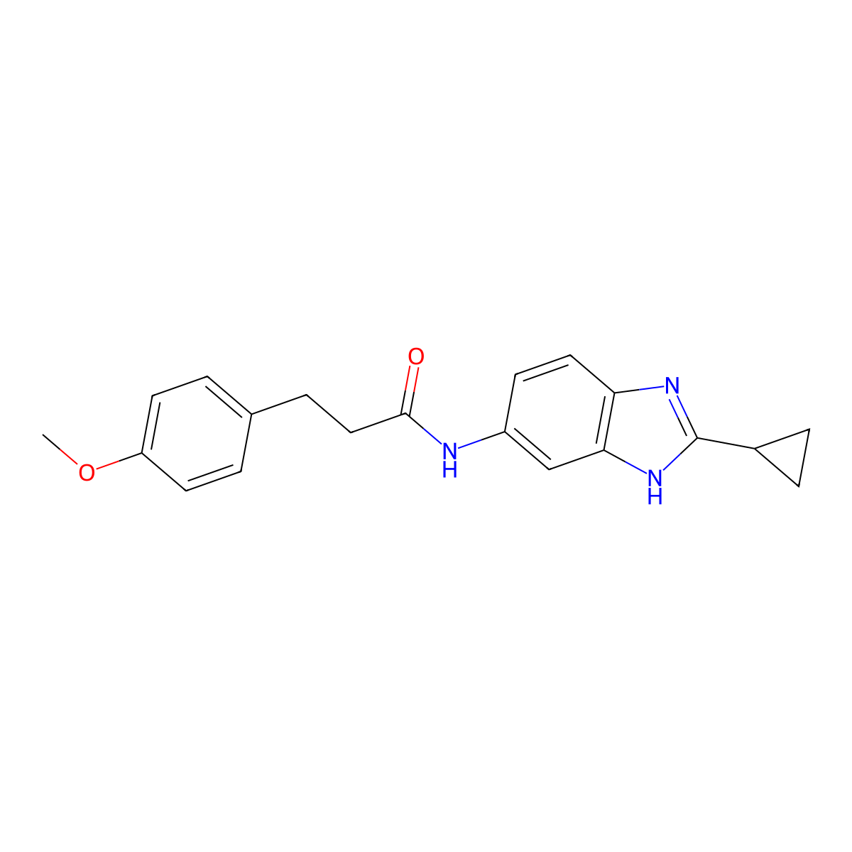 N-(2-cyclopropyl-1H-benzimidazol-5-yl)-3-(4-methoxyphenyl)propanamide molecular structure, CAS 1380577-58-1