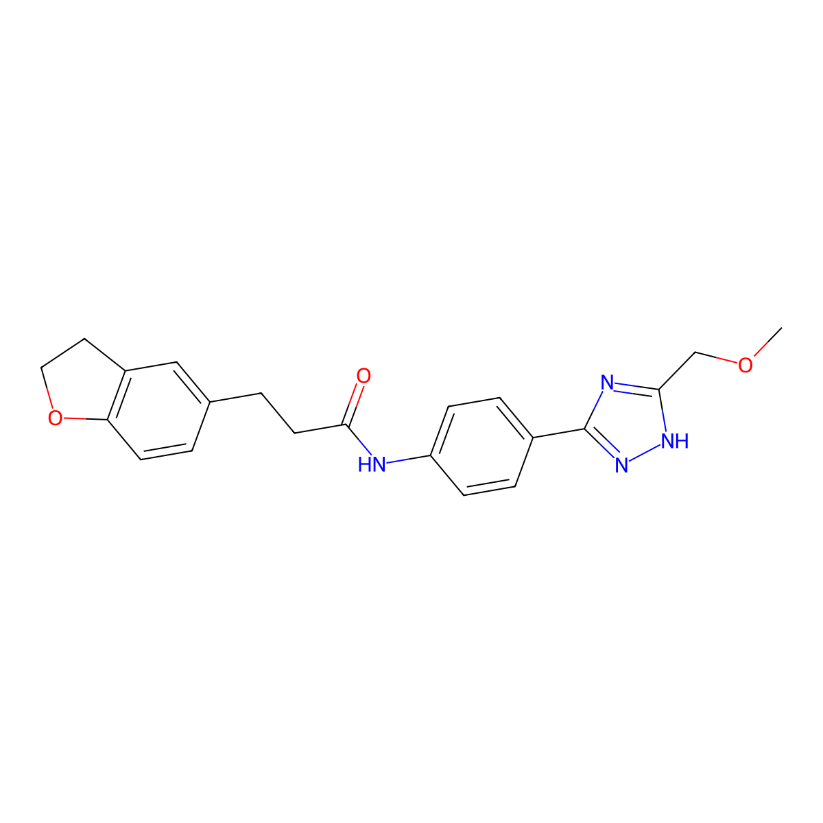 3-(2,3-dihydro-1-benzofuran-5-yl)-N-{4-[5-(methoxymethyl)-1H-1,2,4-triazol-3-yl]phenyl}propanamide molecular structure, CAS 1380577-74-1