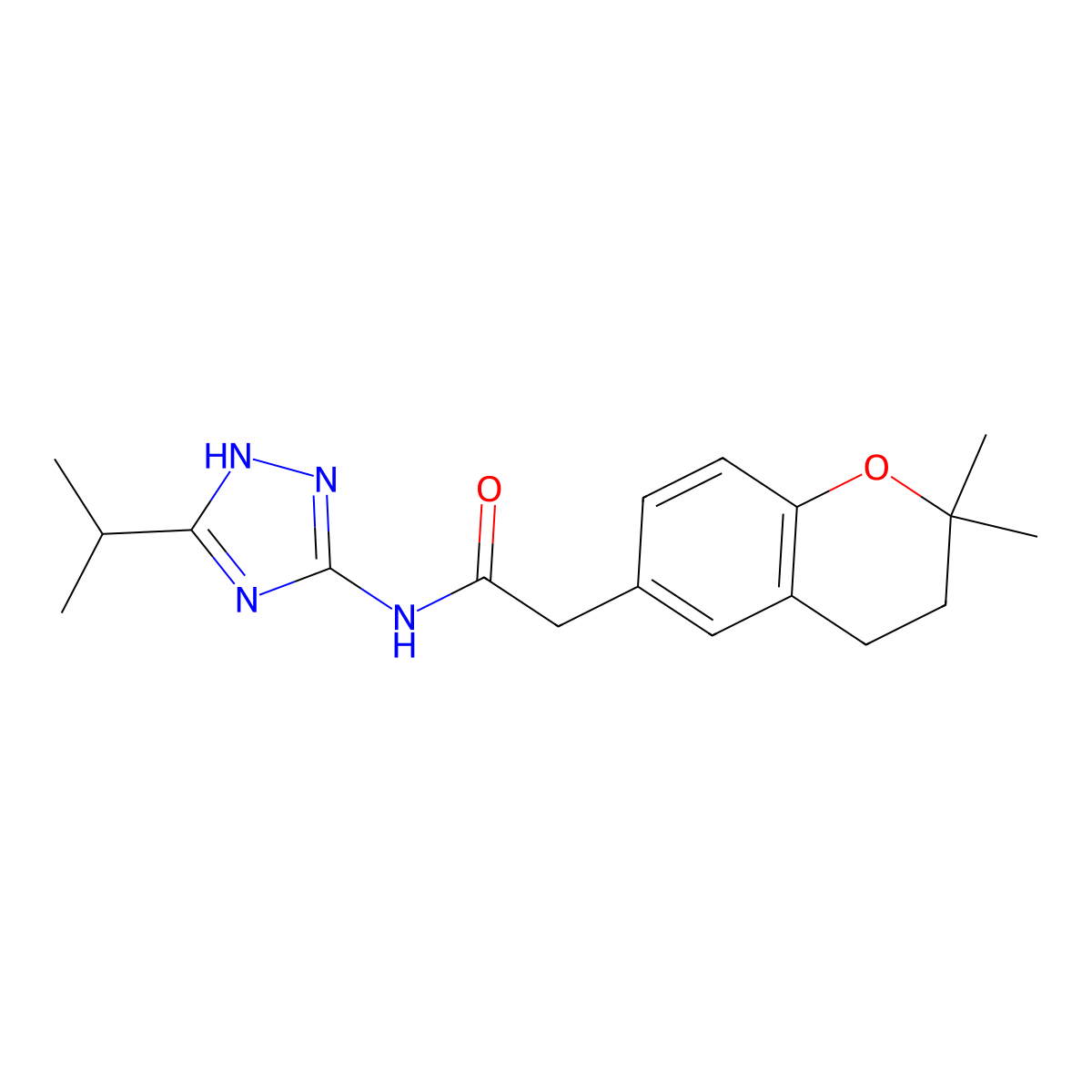 2-(2,2-dimethyl-3,4-dihydro-2H-chromen-6-yl)-N-[3-(propan-2-yl)-1H-1,2,4-triazol-5-yl]acetamide molecular structure, CAS 1380577-86-5