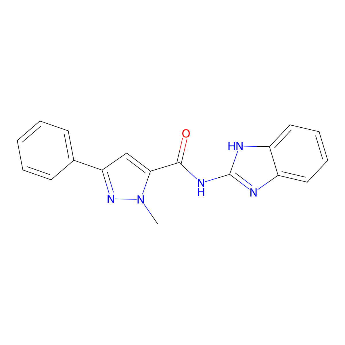 N-(1H-benzimidazol-2-yl)-1-methyl-3-phenyl-1H-pyrazole-5-carboxamide molecular structure, CAS 1380577-94-5