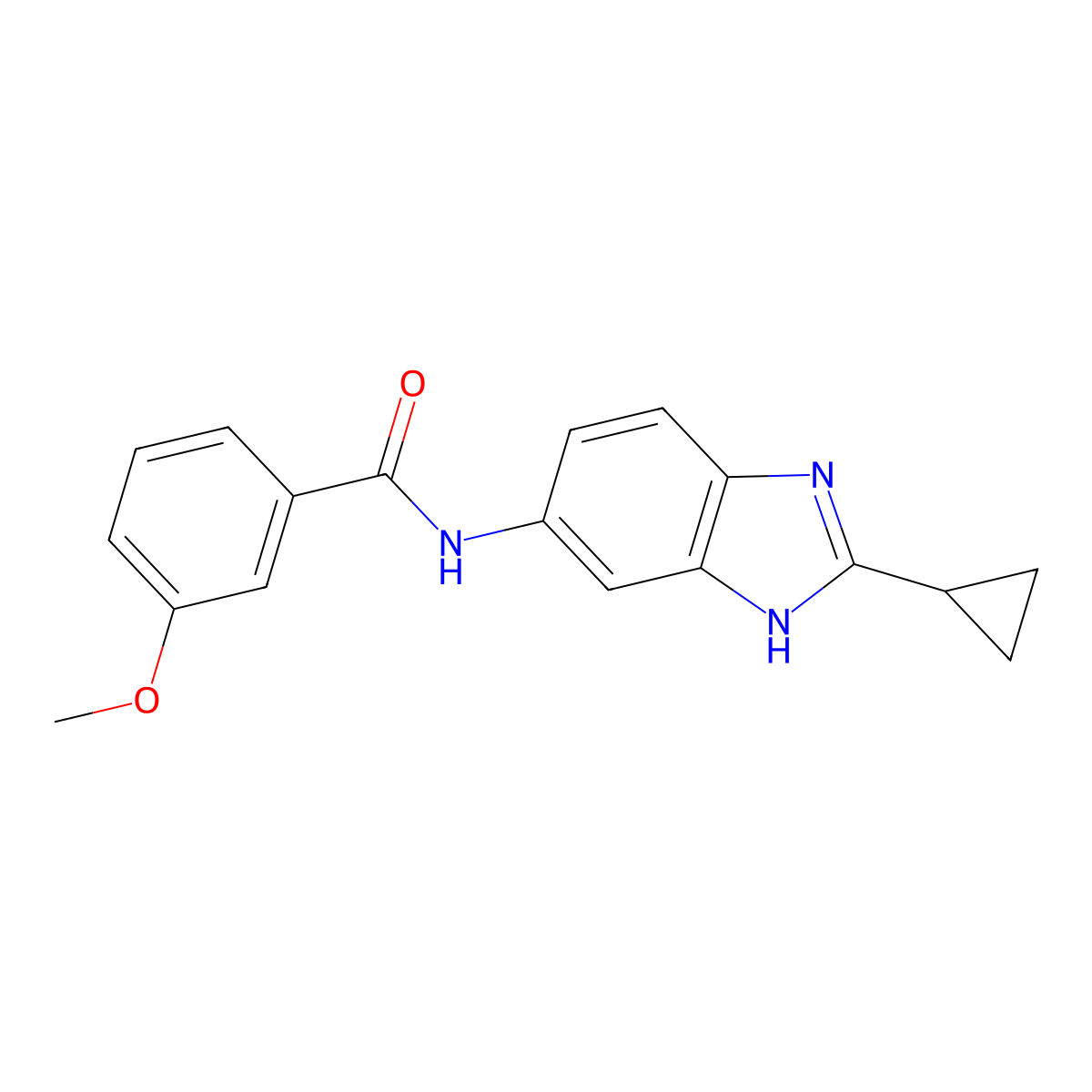 N-(2-cyclopropyl-1H-benzimidazol-5-yl)-3-methoxybenzamide molecular structure, CAS 1380578-07-3