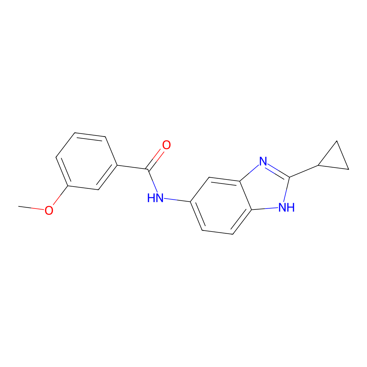 N-(2-cyclopropyl-1H-benzimidazol-5-yl)-3-methoxybenzamide molecular structure, CAS 1380578-07-3