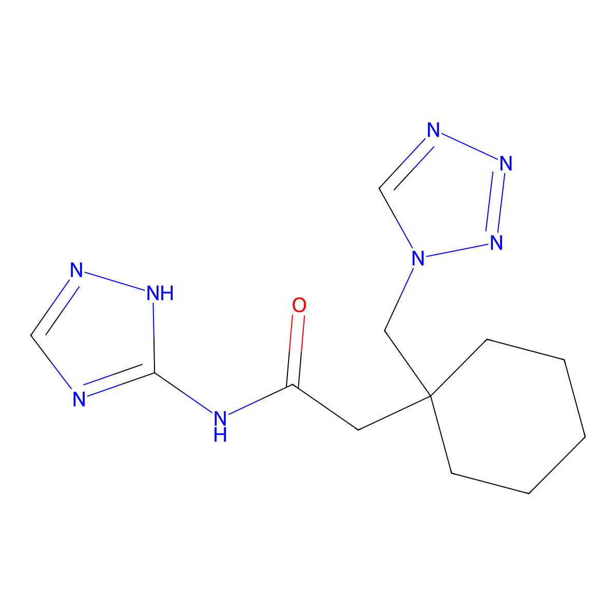 2-[1-(1H-tetrazol-1-ylmethyl)cyclohexyl]-N-(1H-1,2,4-triazol-3-yl)acetamide molecular structure, CAS 1380578-08-4