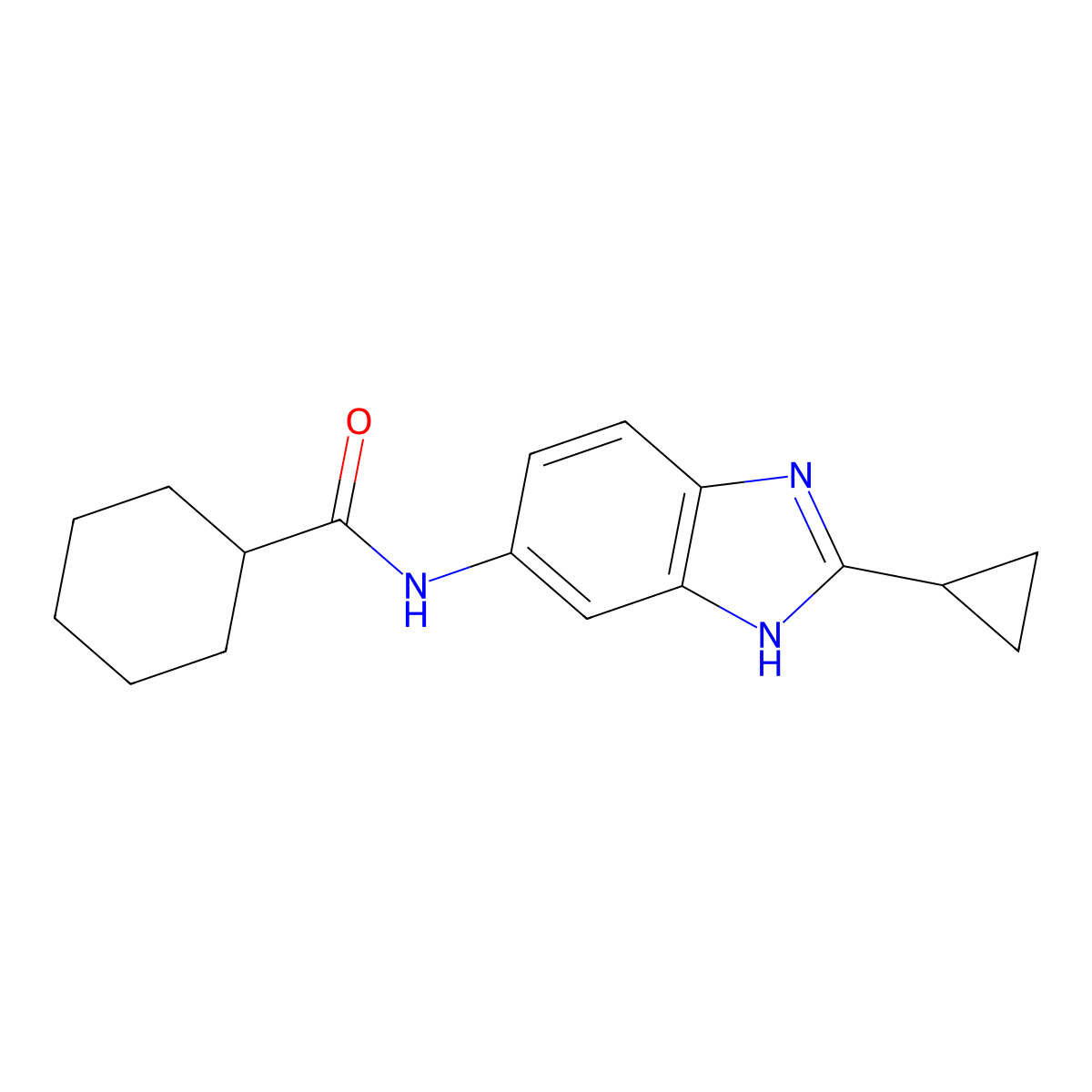 N-(2-cyclopropyl-1H-benzimidazol-5-yl)cyclohexanecarboxamide molecular structure, CAS 1380578-12-0