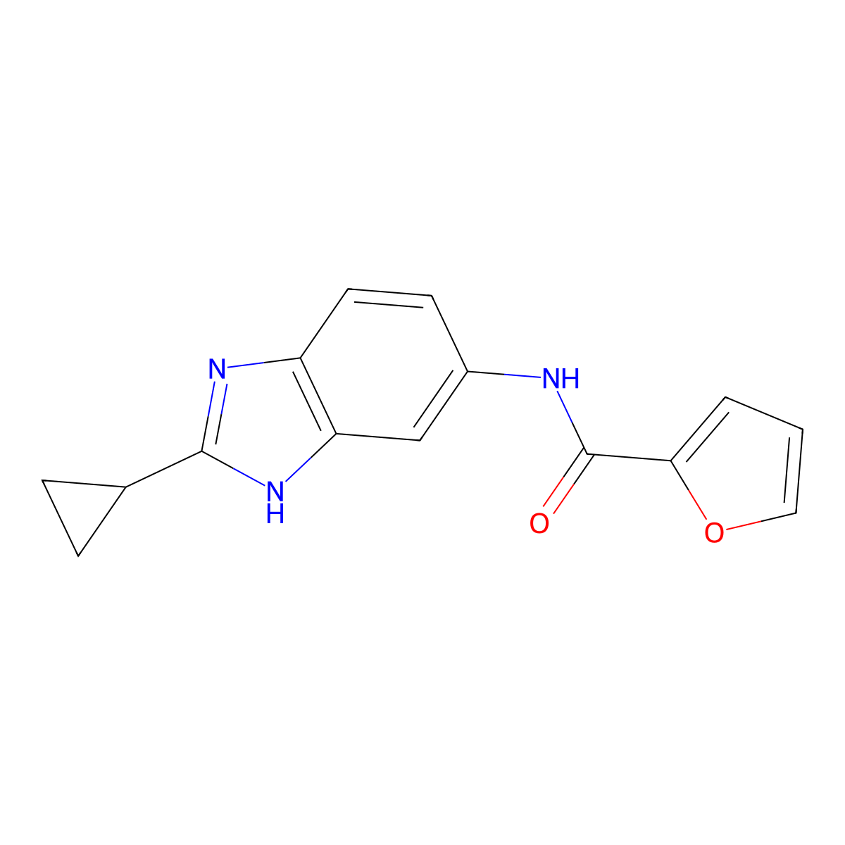 N-(2-cyclopropyl-1H-benzimidazol-5-yl)furan-2-carboxamide molecular structure, CAS 1380578-20-0