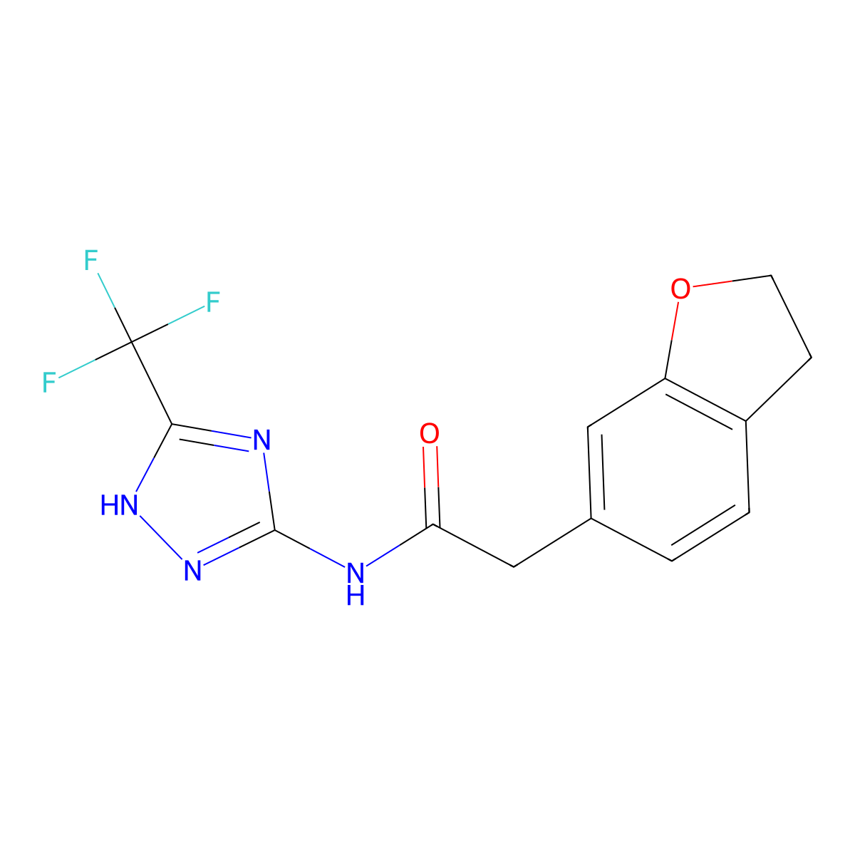 2-(2,3-dihydro-1-benzofuran-6-yl)-N-[3-(trifluoromethyl)-1H-1,2,4-triazol-5-yl]acetamide molecular structure, CAS 1380578-21-1