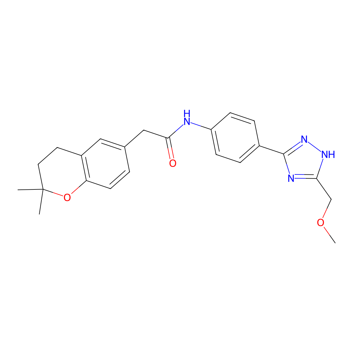 2-(2,2-dimethyl-3,4-dihydro-2H-chromen-6-yl)-N-{4-[5-(methoxymethyl)-1H-1,2,4-triazol-3-yl]phenyl}acetamide molecular structure, CAS 1380578-25-5