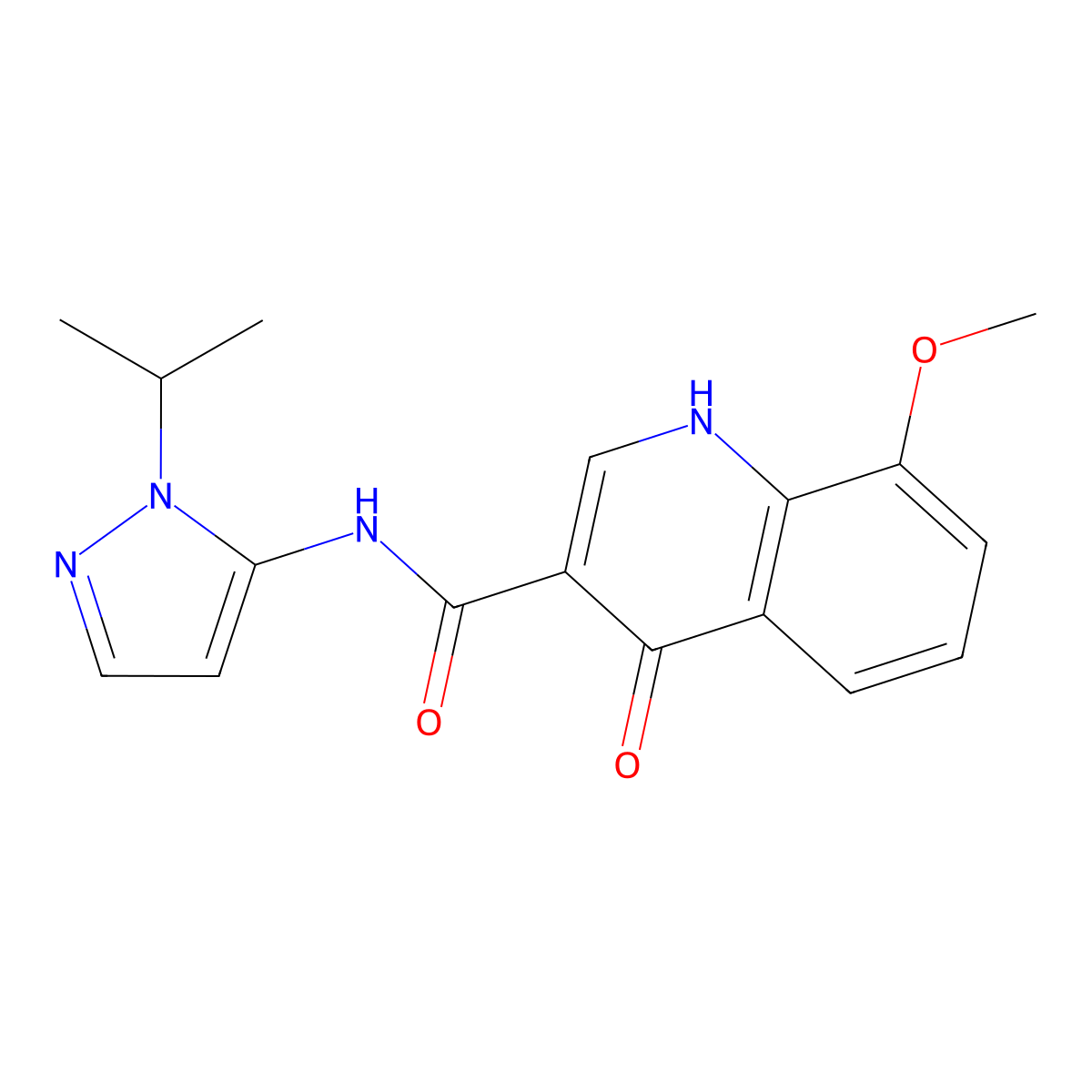 8-methoxy-4-oxo-N-[1-(propan-2-yl)-1H-pyrazol-5-yl]-1,4-dihydroquinoline-3-carboxamide molecular structure, CAS 1380578-97-1