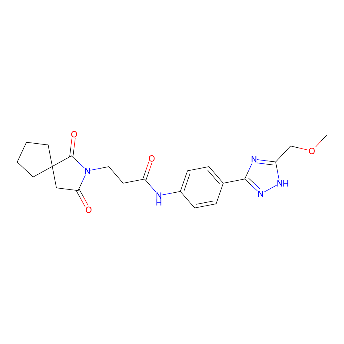 3-(1,3-dioxo-2-azaspiro[4.4]non-2-yl)-N-{4-[5-(methoxymethyl)-1H-1,2,4-triazol-3-yl]phenyl}propanamide molecular structure, CAS 1380579-08-7