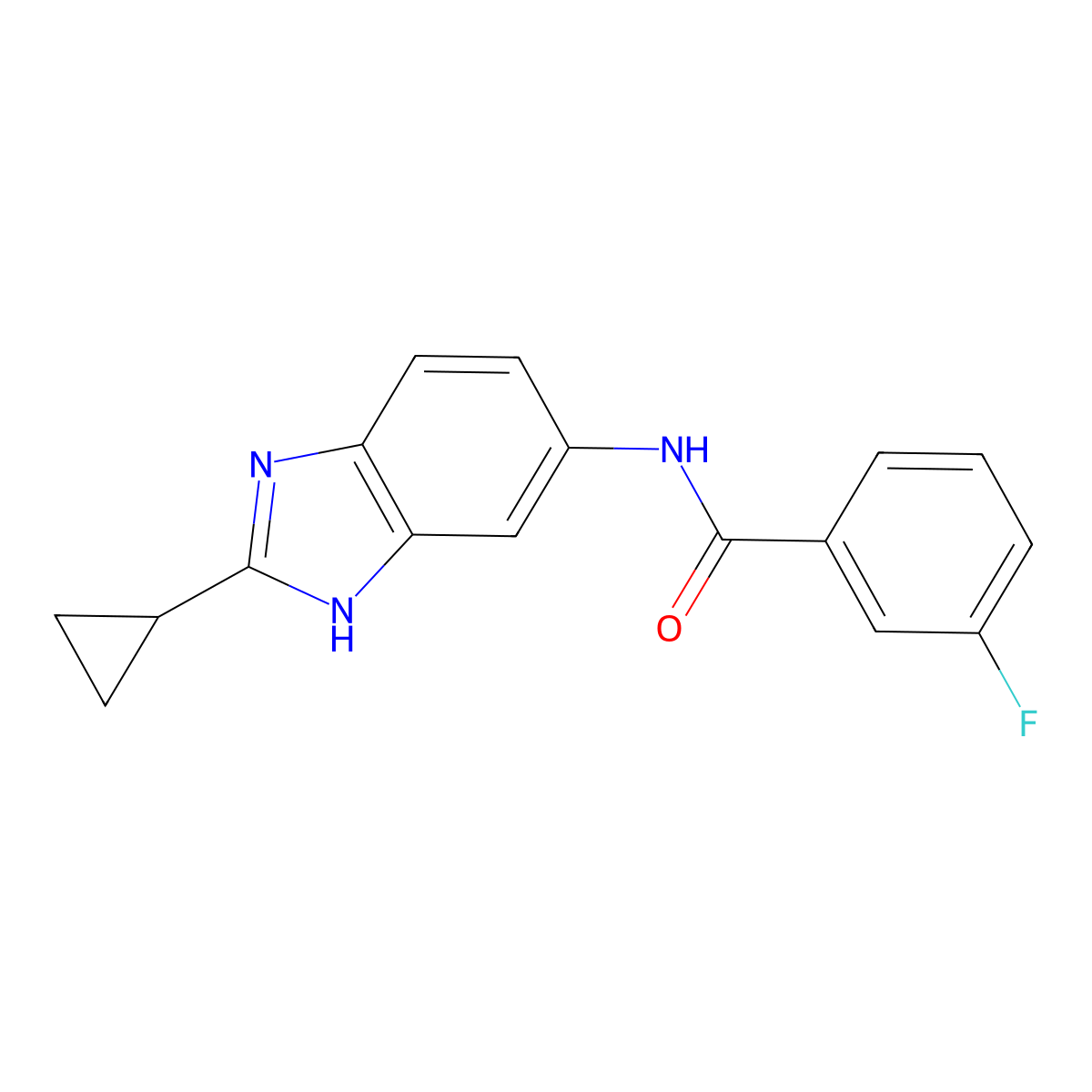 N-(2-cyclopropyl-1H-benzimidazol-5-yl)-3-fluorobenzamide molecular structure, CAS 1380579-10-1
