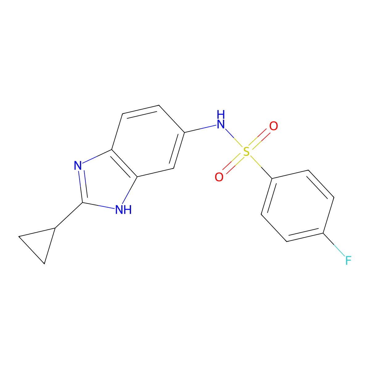 N-(2-cyclopropyl-1H-benzimidazol-5-yl)-4-fluorobenzenesulfonamide molecular structure, CAS 1380579-15-6