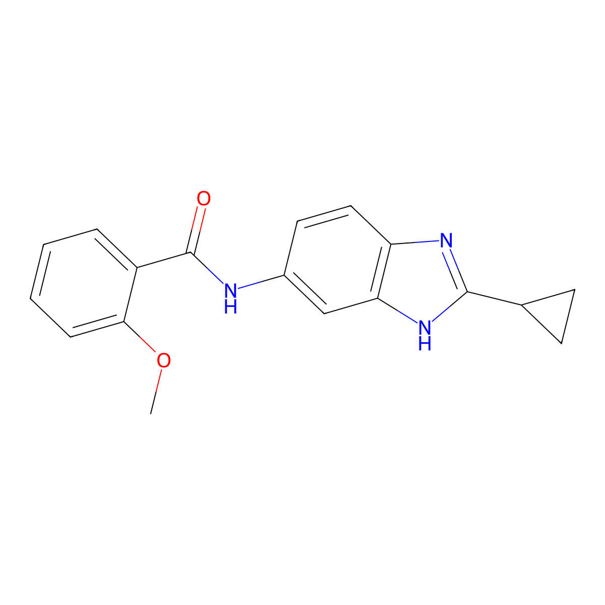 N-(2-cyclopropyl-1H-benzimidazol-5-yl)-2-methoxybenzamide molecular structure, CAS 1380579-26-9