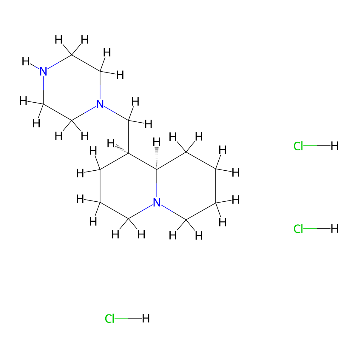 (1S,9aR)-1-(piperazin-1-ylmethyl)octahydro-1H-quinolizine trihydrochloride molecular structure, CAS 1380579-33-8