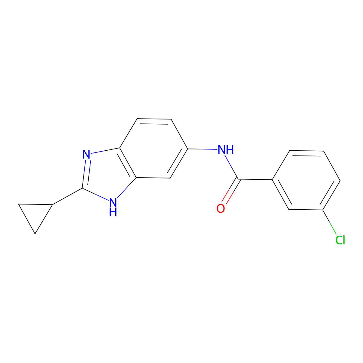 3-chloro-N-(2-cyclopropyl-1H-benzimidazol-5-yl)benzamide molecular structure, CAS 1380579-42-9