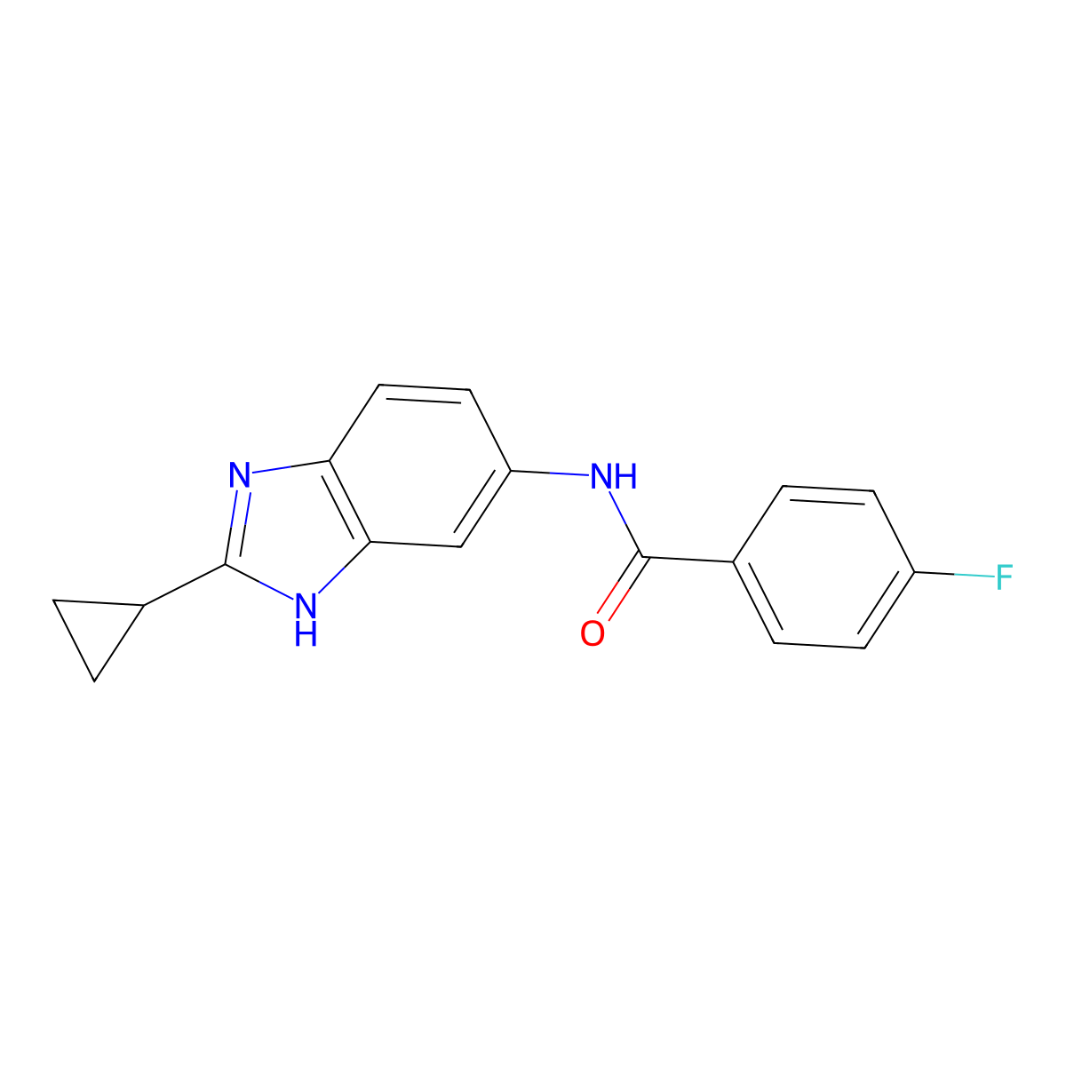 N-(2-cyclopropyl-1H-benzimidazol-5-yl)-4-fluorobenzamide molecular structure, CAS 1380579-58-7