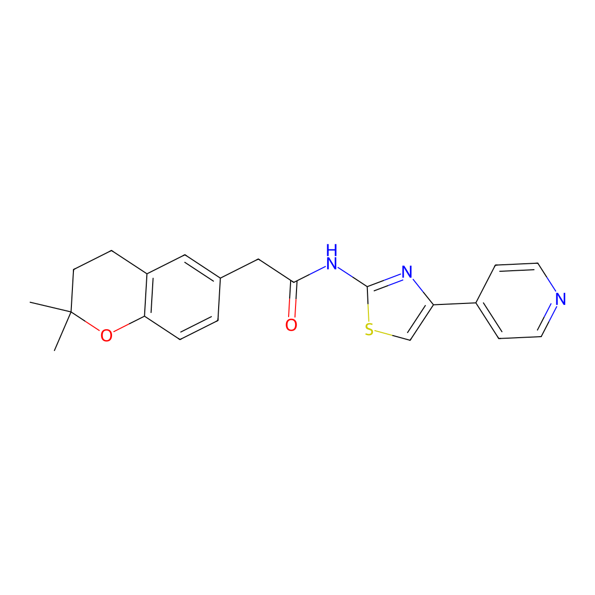 2-(2,2-dimethylchroman-6-yl)-N-(4-(pyridin-4-yl)thiazol-2-yl)acetamide molecular structure, CAS 1380584-99-5