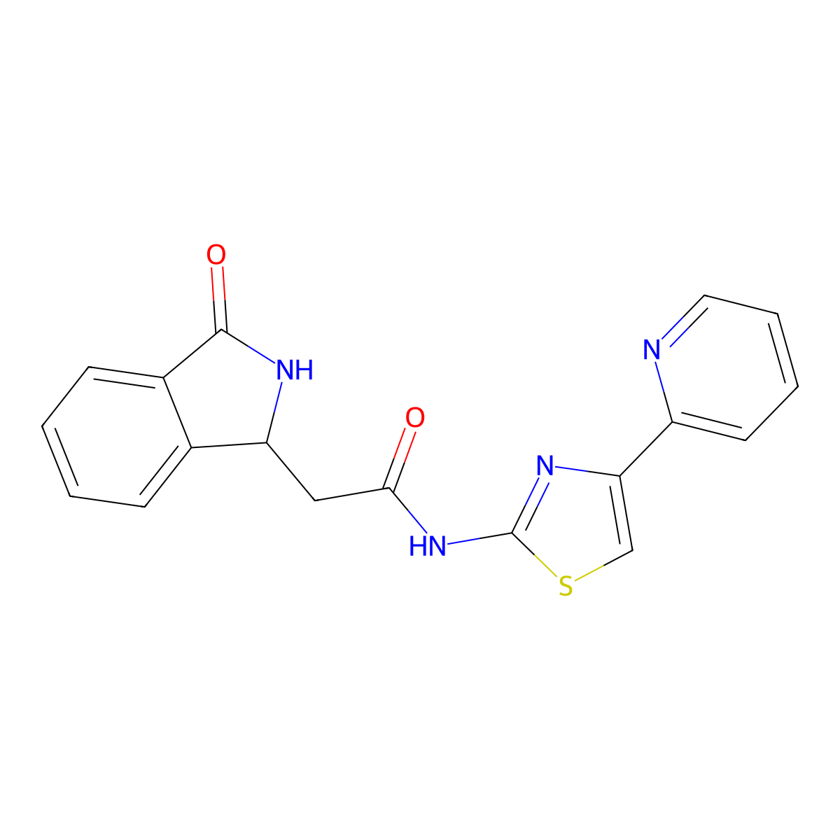 2-(3-oxo-2,3-dihydro-1H-isoindol-1-yl)-N-[4-(pyridin-2-yl)-1,3-thiazol-2-yl]acetamide molecular structure, CAS 1380585-06-7