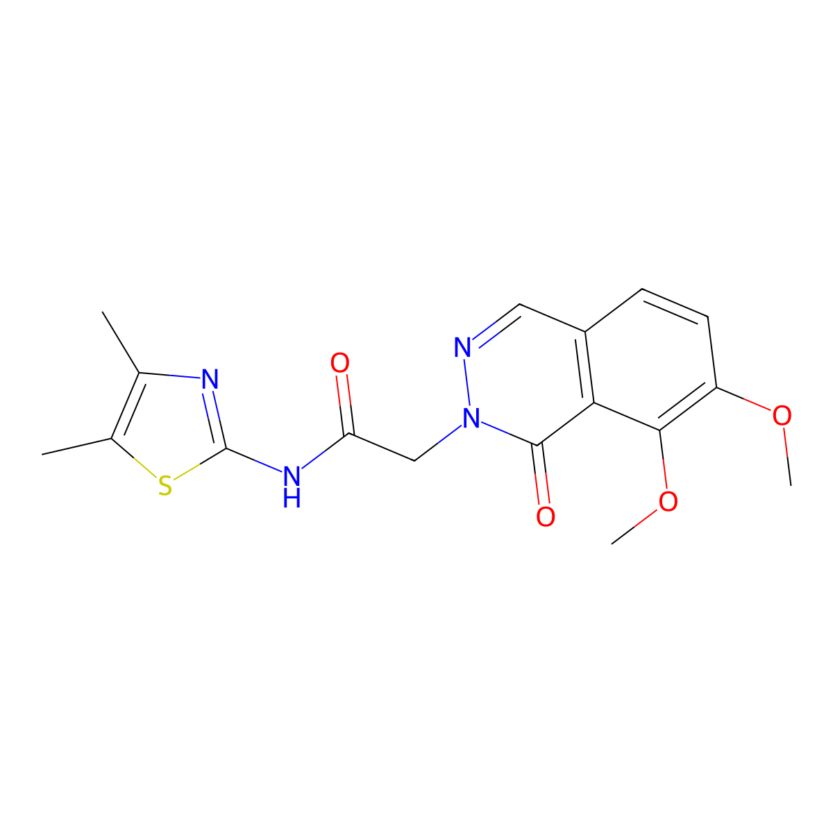 2-(7,8-dimethoxy-1-oxophthalazin-2(1H)-yl)-N-(4,5-dimethyl-1,3-thiazol-2-yl)acetamide molecular structure, CAS 1380585-07-8