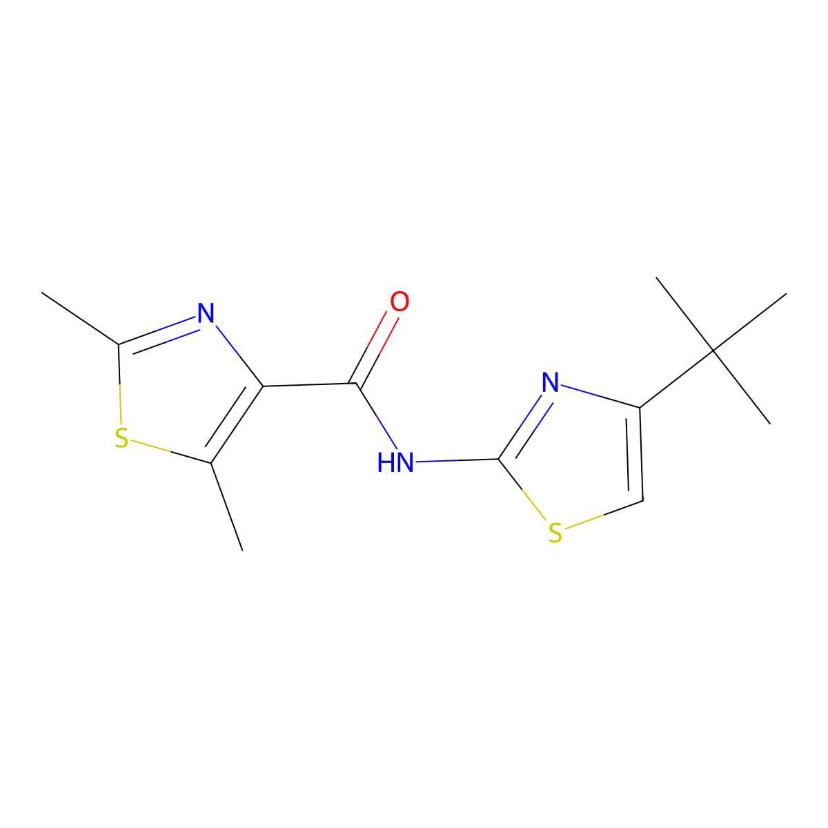 N-(4-tert-butyl-1,3-thiazol-2-yl)-2,5-dimethyl-1,3-thiazole-4-carboxamide molecular structure, CAS 1380585-11-4