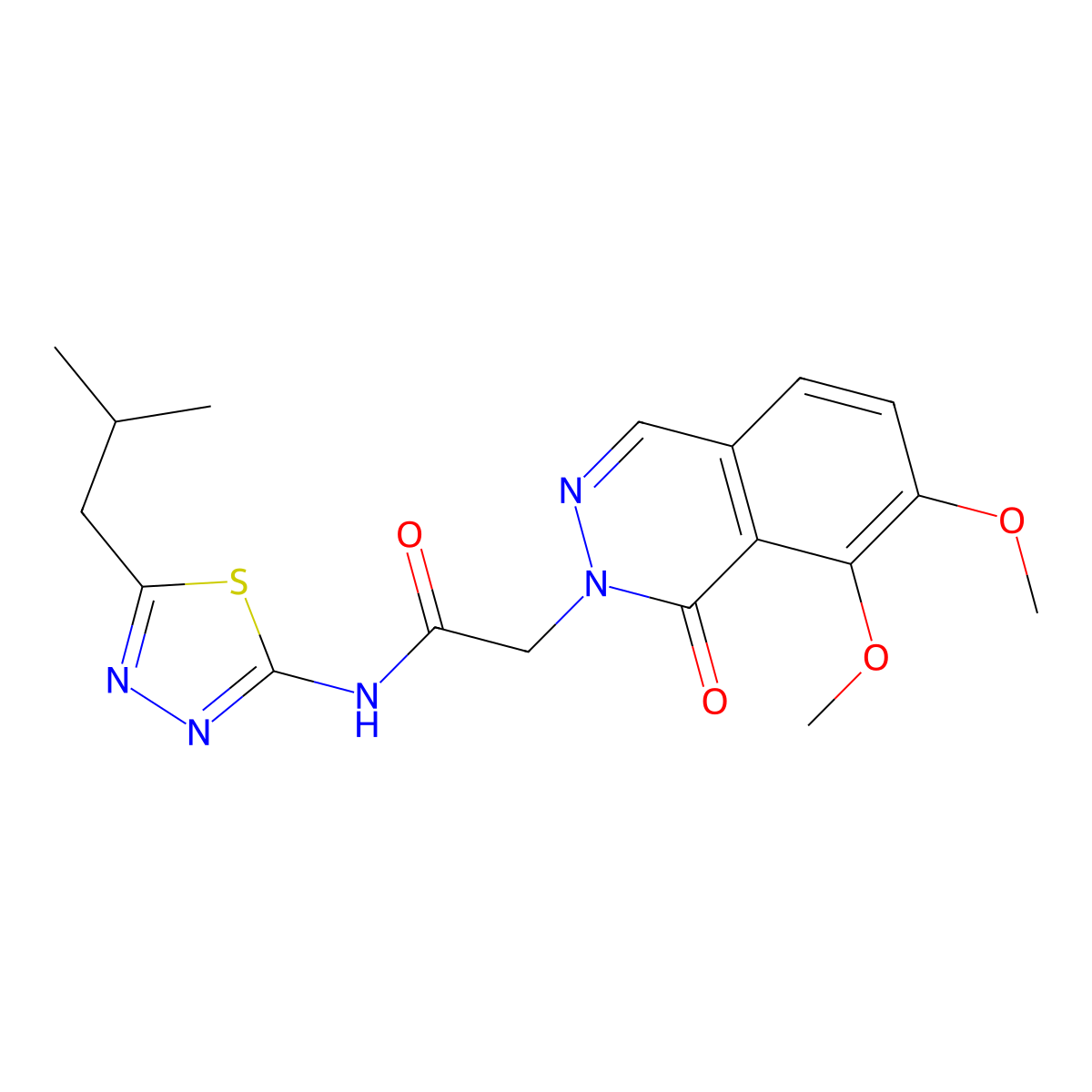 2-(7,8-dimethoxy-1-oxophthalazin-2(1H)-yl)-N-[5-(2-methylpropyl)-1,3,4-thiadiazol-2-yl]acetamide molecular structure, CAS 1380585-18-1