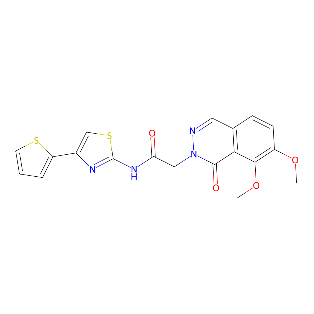 2-(7,8-dimethoxy-1-oxophthalazin-2(1H)-yl)-N-(4-(thiophen-2-yl)thiazol-2-yl)acetamide molecular structure, CAS 1380585-25-0