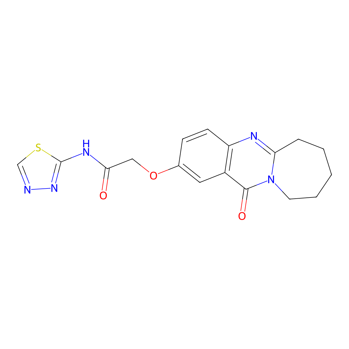 2-[(12-oxo-6,7,8,9,10,12-hexahydroazepino[2,1-b]quinazolin-2-yl)oxy]-N-(1,3,4-thiadiazol-2-yl)acetamide molecular structure, CAS 1380585-50-1