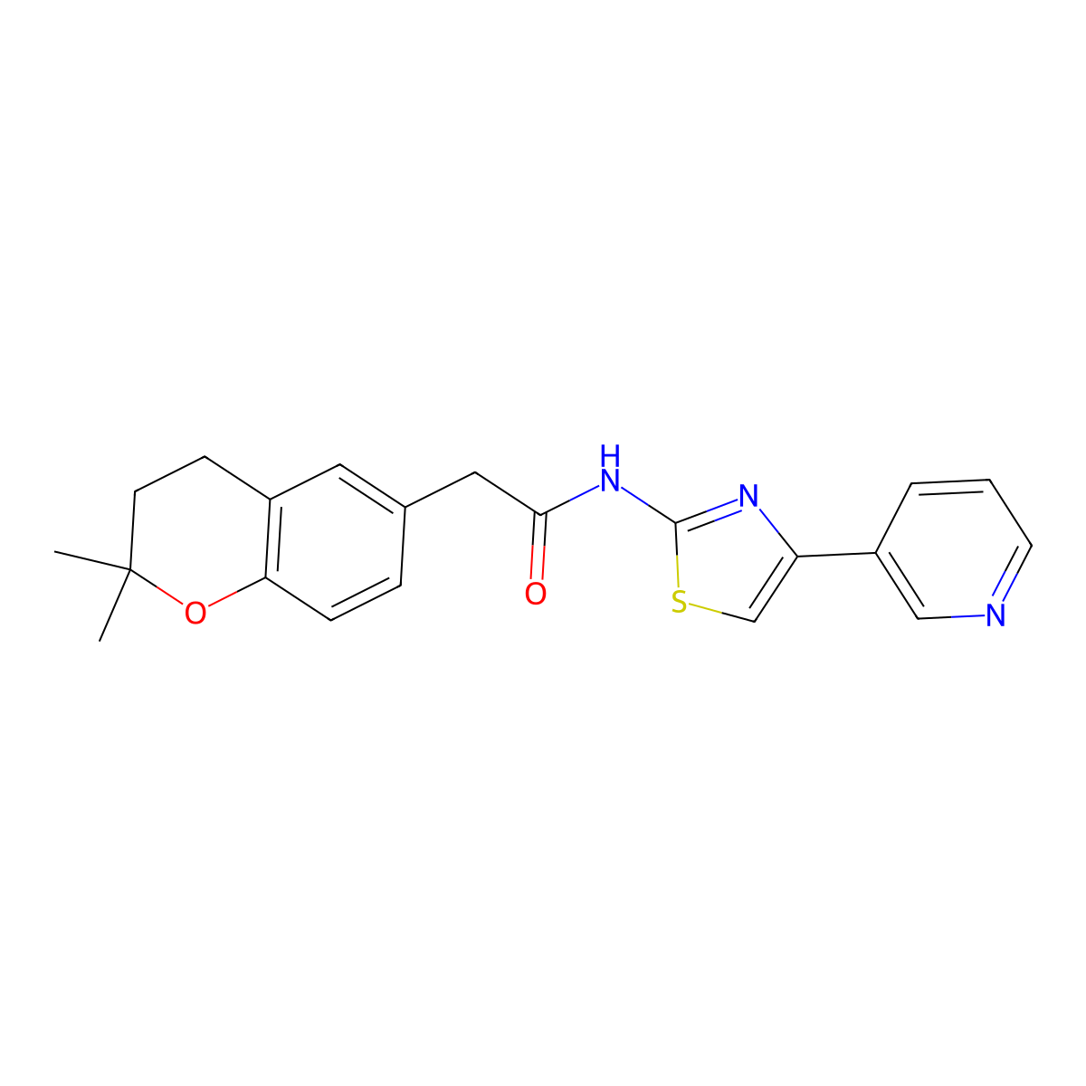 2-(2,2-dimethylchroman-6-yl)-N-(4-(pyridin-3-yl)thiazol-2-yl)acetamide molecular structure, CAS 1380585-53-4
