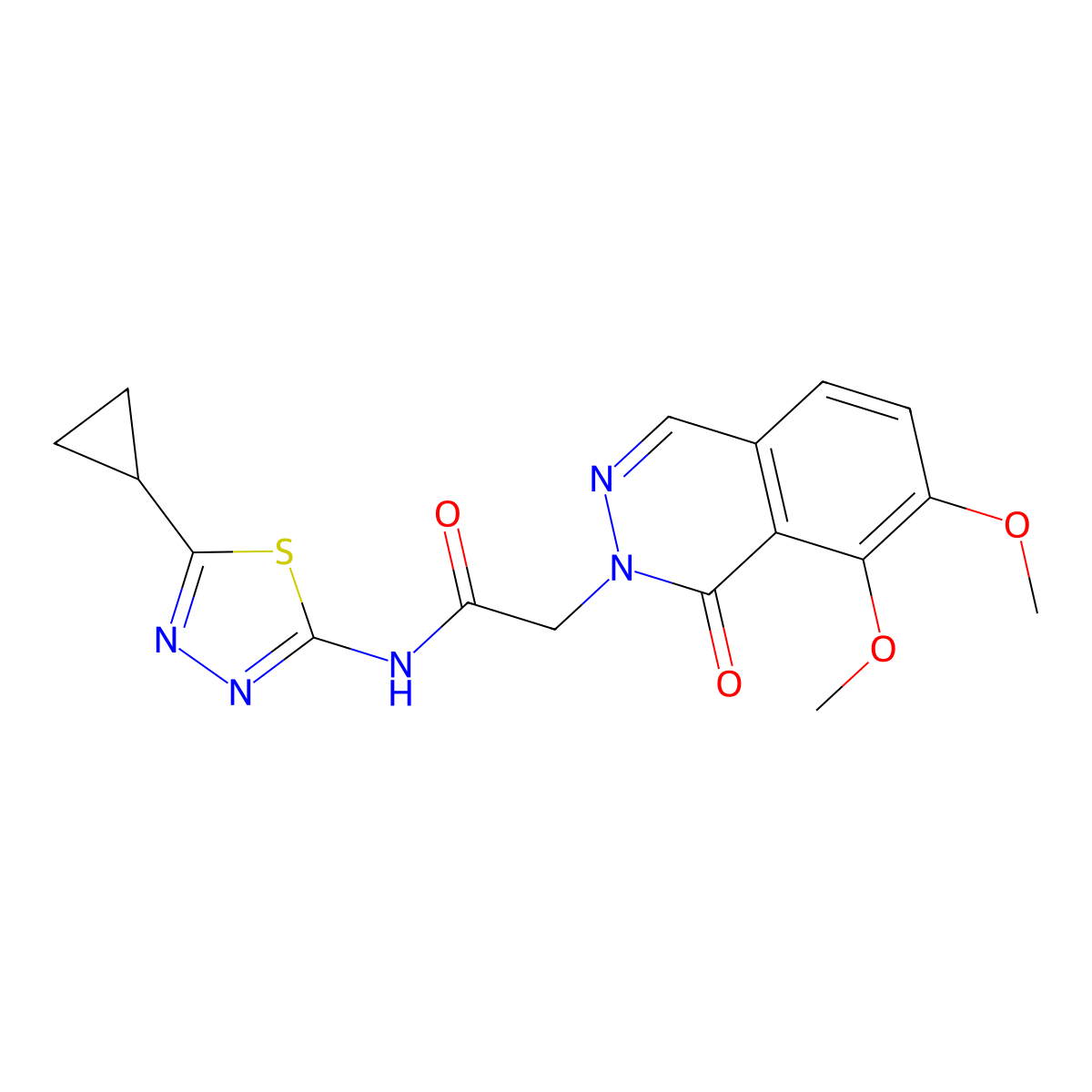 N-(5-cyclopropyl-1,3,4-thiadiazol-2-yl)-2-(7,8-dimethoxy-1-oxophthalazin-2(1H)-yl)acetamide molecular structure, CAS 1380585-56-7