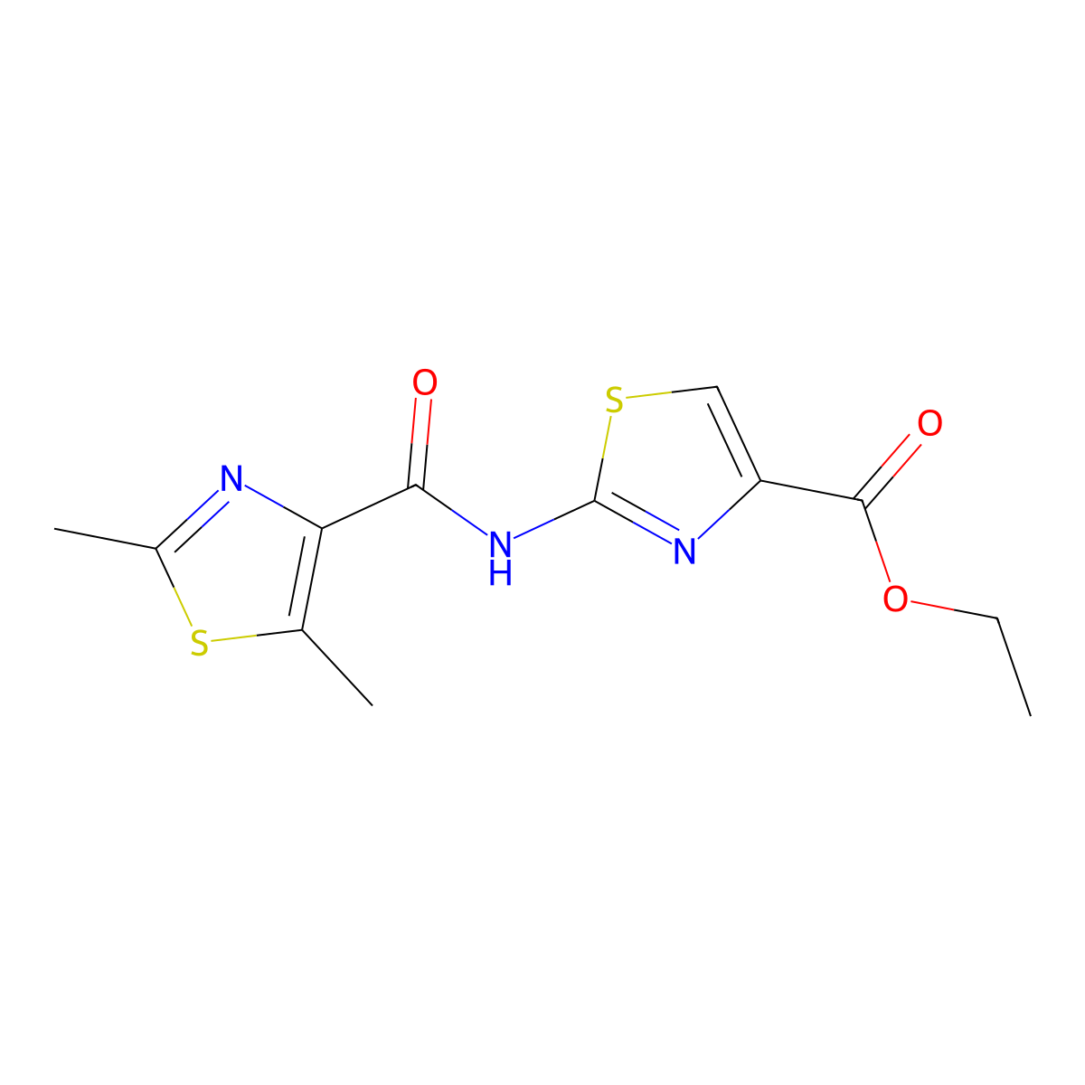 Ethyl 2-{[(2,5-dimethyl-1,3-thiazol-4-yl)carbonyl]amino}-1,3-thiazole-4-carboxylate molecular structure, CAS 1380585-59-0