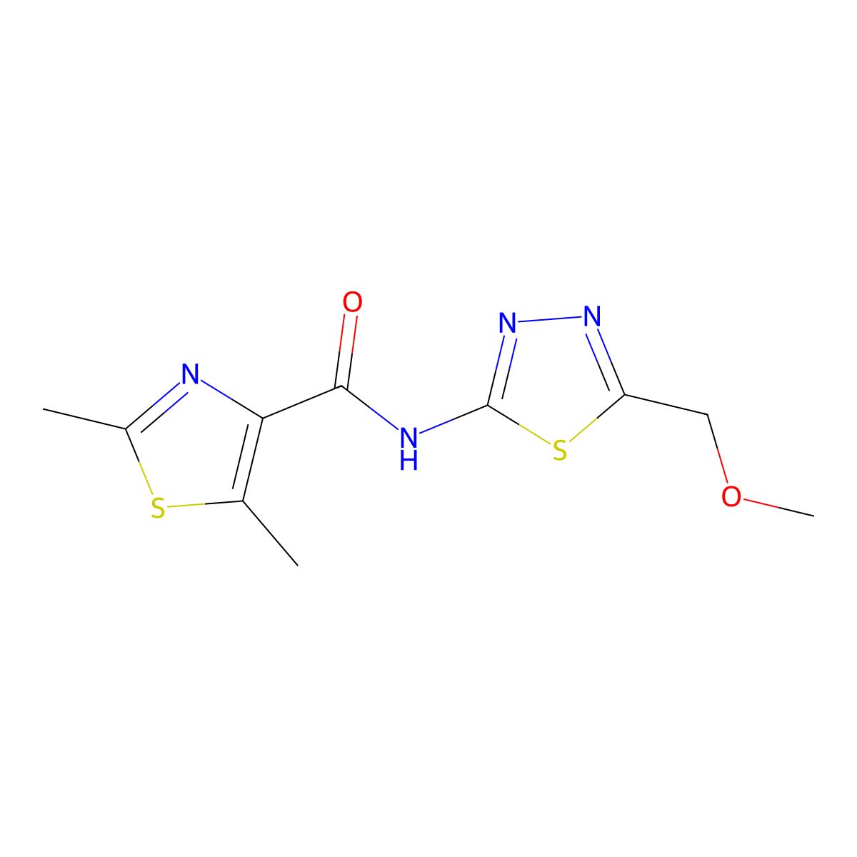 N-(5-(methoxymethyl)-1,3,4-thiadiazol-2-yl)-2,5-dimethylthiazole-4-carboxamide molecular structure, CAS 1380585-69-2