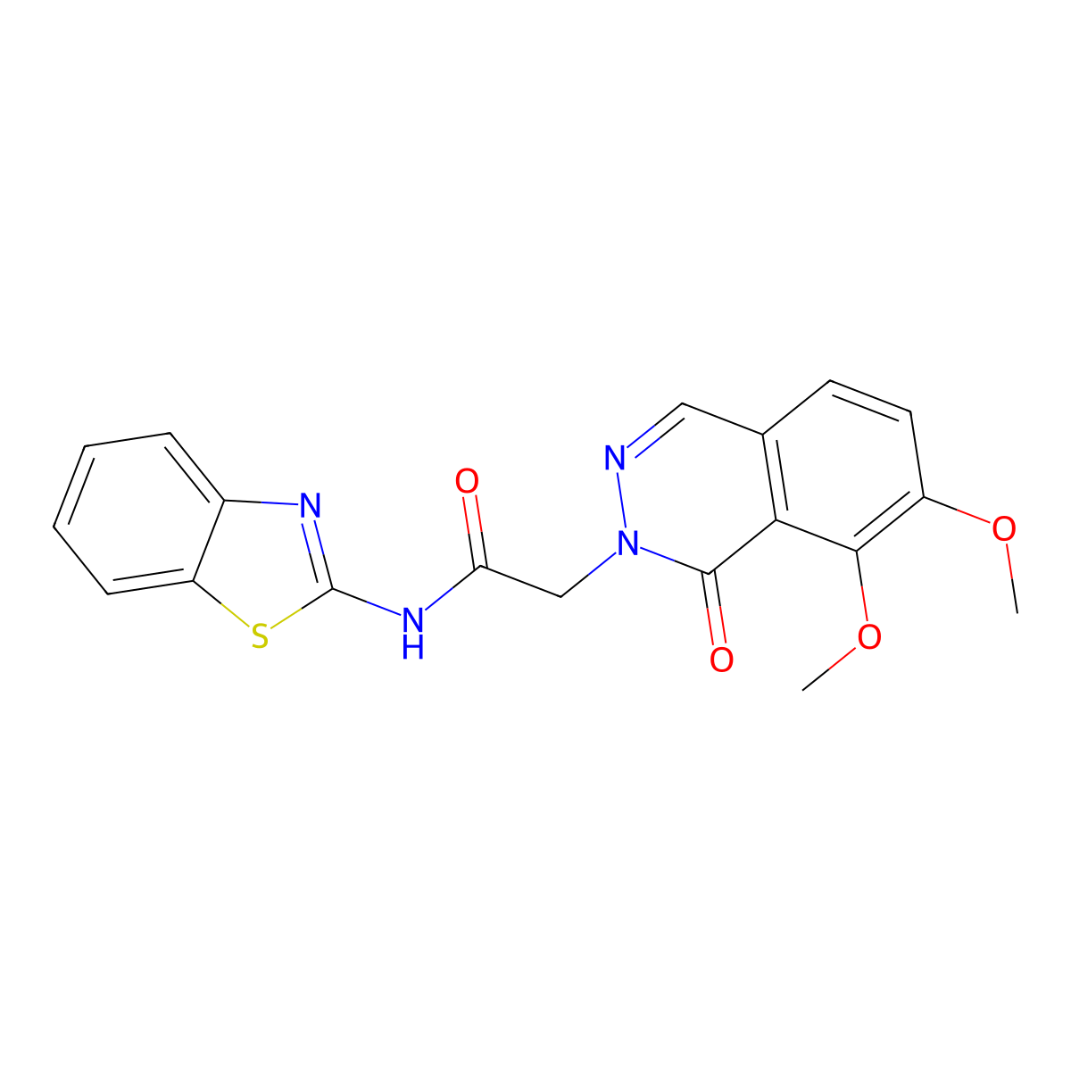 N-(benzo[d]thiazol-2-yl)-2-(7,8-dimethoxy-1-oxophthalazin-2(1H)-yl)acetamide molecular structure, CAS 1380585-71-6