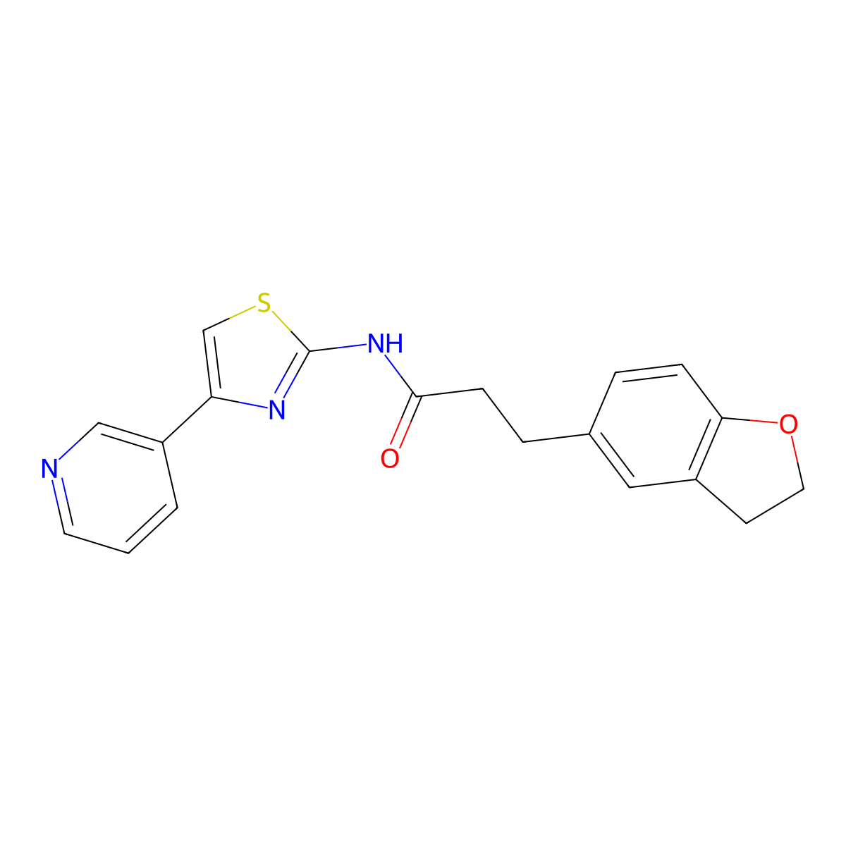 3-(2,3-dihydrobenzofuran-5-yl)-N-(4-(pyridin-3-yl)thiazol-2-yl)propanamide molecular structure, CAS 1380585-73-8