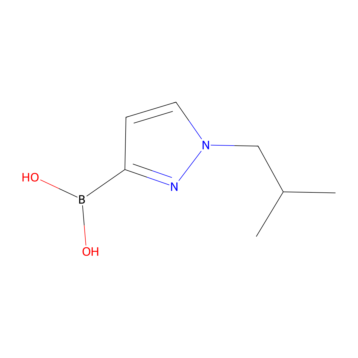[1-(2-methylpropyl)-1H-pyrazol-3-yl]boronic acid molecular structure, CAS 1380599-96-1